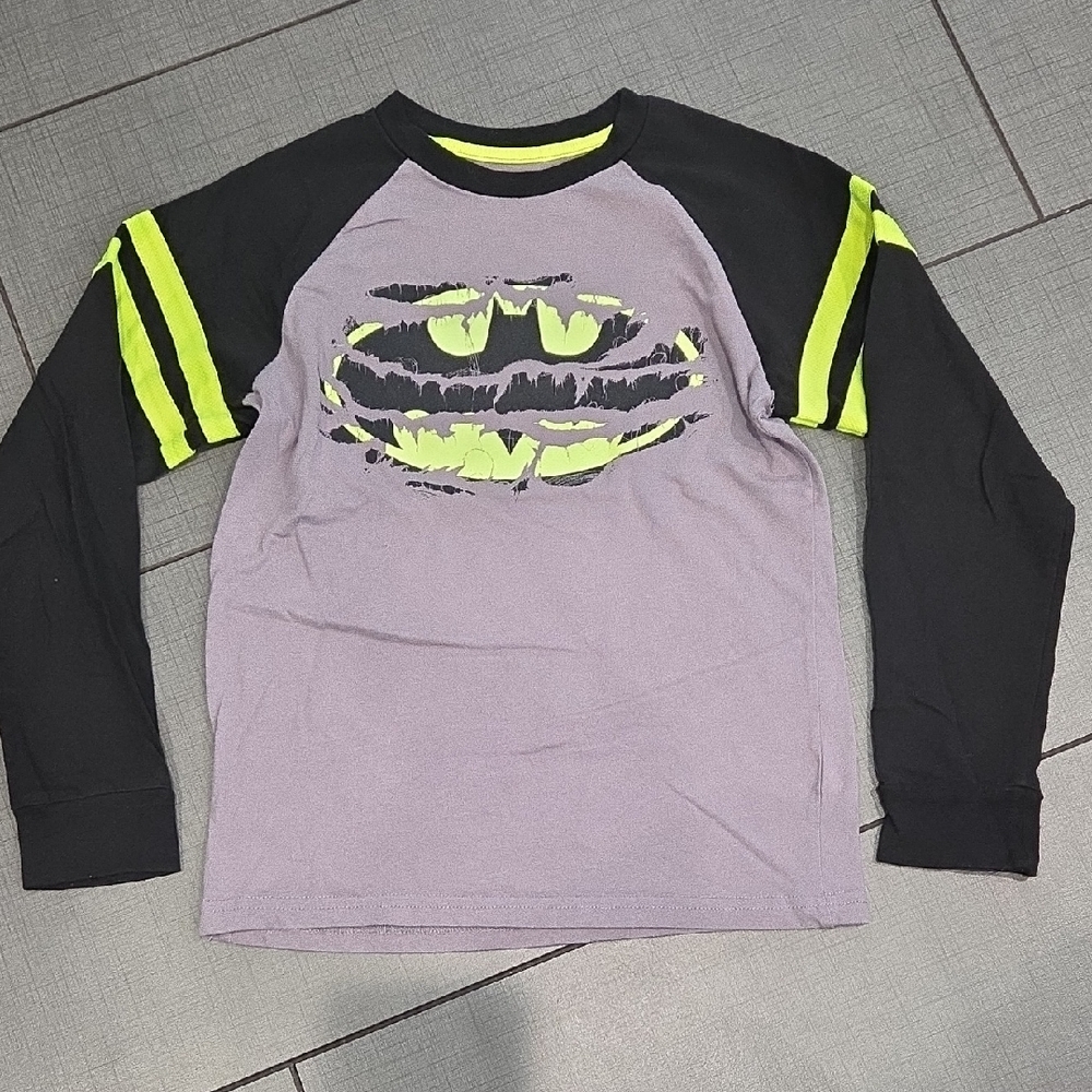 Batman Black and Gray Long Sleeve Tee with Yellow Accents